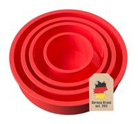 INTIRILIFE Set di 4 pezzi di stampi rotondi in silicone per torte in Rosso - 10 cm, 16.3 cm, 19.8 cm, 25 cm - Per la cottura di torte a strati