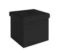 INTIRILIFE Sgabello pieghevole 30x30x30 cm in nero - Cubo di seduta con coperchio e vano portaoggetti in tessuto con incavi - Cubo di seduta poggiapiedi richiudibile cassetto portaoggetti sgabello