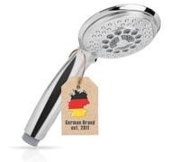 Intirilife Soffione doccia a mano con 5 funzioni in argento - Soffione doccia universale con funzione water stop ecologica