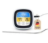 INTIRILIFE Termometro Barbecue Digitale Bianco 7 x 7 cm con Timer per Grigliare e Cucinare - Misuratore di Temperatura Elettronico per Griglia, Forno e Cucina