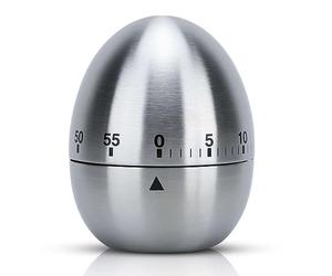 Intirilife Timer a Forma di Uovo in ARGENTO - Timer da cucina meccanico in acciaio inox a forma di uovo fino a 55 minuti per in ebollizione e altro ancora - Cucina breve tempo allarme