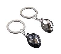intitolato:2 pezzi portachiavi casco, ciondolo in metallo creativo, mini portachiavi per casco 3D, accessori per la decorazione di chiavi auto, unisex, argento, 8cm*3cm*1.8cm