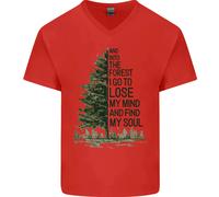 Into The Forest Outdoor Trekking Escursionismo Maglietta In Cotone A V Per Uomo