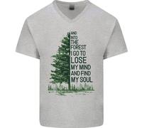 Into The Forest Outdoor Trekking Escursionismo Maglietta In Cotone A V Per Uomo