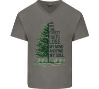 Into The Forest Outdoor Trekking Escursionismo Maglietta In Cotone A V Per Uomo