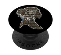 Into The Library She Goes Lose Her Mind Find Her Soul libro PopSockets PopGrip Adesivo