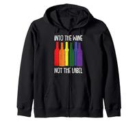 Into the Wine Not The Label Bisexual Pride Drinking LGBT-Q Felpa con Cappuccio