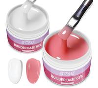 INTOBAS Kit Gel Ricostruzione Unghie 3 IN 1-Gel Per Unghie UV Costruttore Monofasico-Base Gel Unghie Media Densità-Autolivellante-Per Acrigel Ricostruzione Unghie,Per Extension, Restauro-Bianco e Pink