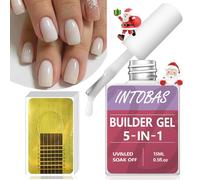 INTOBAS Kit Gel Ricostruzione Unghie 5-EN-1, Gel Per Unghie Bianco,Builder Gel Per Unghie UV Con 100 Forme Di Unghie Per Estensione Rafforzamento E Decorazione Delle Unghie,Gel Costruttore Per Unghie