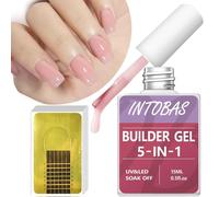 INTOBAS Kit Gel Ricostruzione Unghie 5-EN-1, Gel Per Unghie Rosa, Builder Gel Per Unghie UV Con 100 Forme Di Unghie Per Estensione Rafforzamento E Decorazione Delle Unghie, Gel Costruttore Per Unghie
