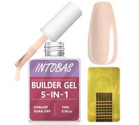 INTOBAS Kit Gel Ricostruzione Unghie Professionale, 15Ml Builder Gel Unghie 5 In 1 Nudo, Kit Unghie Gel Uv E 100Pcs Cartine Per Ricostruzione Unghie, Smalto Gel Unghie Uv Per Extension, Restauro