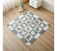 INTOMENG Tappetino puzzle per bambini Baby Play Mat for Floor Interlocking Eva Foam Puzzle Tappetino da gioco Tappetino da gioco in schiuma Bianco Grigio Animali Tappetino per gattonare Baby 142 × 142