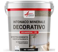 Intonaco minerale decorativo per interni ed esterni - per decorazione murale e pavimento - 4 kg Carbonio - ARCANE INDUSTRIES