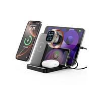 Intoval Stazione di ricarica 5 in 1, per iPhone 15 Pro/15 Pro Max/15 e Android, iPad Pro/Air/Mini, Apple Watch 9/Ultra 2/Ultra/8/7/7/SE, dock di ricarica wireless per più dispositivi (G805, nero)