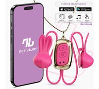 InToYou App Series Tickly Vibrating Nipple Clamps with Necklace & App Pink