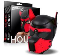 InToYou BDSM Line Hound Dog Hood with Removable Muzzle Red