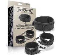INTOYOU BLACK SHADOW SET DE COLLAR Y ESPOSAS PARA MUÃ‘ECAS CUERO VEGANO