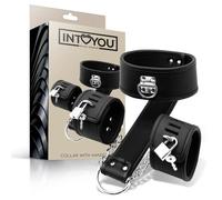 Intoyou collare bondage con manette ai polsi imbottite regolabile fetish