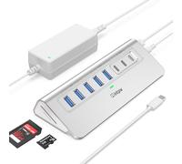 Intpw YH6AC Plus Powered USB Hub 10Gbps, 11 porte USB 3.2 Hub (USB A/USB C 3.2+4 USB-A 3.0+2 PD 45W porte di ricarica rapid lettore di schede SD/TF), adattatore di alimentazione 65W, hub USB in