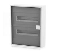 Intratec ALPHA Centralino elettrico da parete 2 file - Quadro di distribuzione per 24 moduli con sportello trasparente - Contenitore con guida DIN per abitazioni uso professionale - 377 x 310 x 96 mm