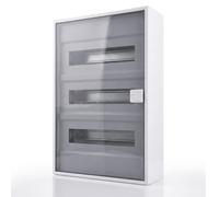 Intratec ALPHA Centralino elettrico da parete 3 file - Quadro di distribuzione per 36 moduli con porta trasparente - Contenitore su guida DIN per casa e uso professionale - 498 x 310 x 96 mm