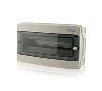 Intratec Centralino a parete, IP65 - Quadro di distribuzione esterno, quadro stagno per giardino, cantina, garage e spazi esterni, 1 fila, 18 moduli, 259 x 428 x 144 mm, grigio