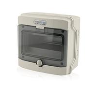 Intratec Centralino da Parete 1 Fila IP65 - Quadro Elettrico per 8 Moduli DIN - Cassetta di Sottodistribuzione Stagna per Esterni Garage Cantina Giardino - 400VAC 1500VDC, 202 x 201 x 120 mm