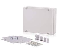 Intratec custodia industriale 380x300x120mm, scatola di derivazione in plastica IP65 con viti a cerniera, piastra di montaggio e pressacavi