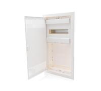 Intratec distributore multimediale e quadro di sicurezza combinato a incasso, IP30, 592x346x92 mm, 1 fila, 12+2 moduli, porta in acciaio bianco RAL 9003, ripartitore di comunicazione