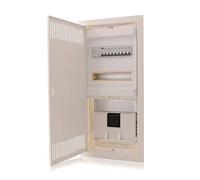 Intratec distributore multimediale e quadro di sicurezza combinato a incasso, IP30, 717x346x92 mm, 2 file, 24+4 moduli, porta in acciaio bianco RAL 9003, ripartitore di comunicazione