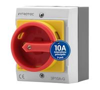 Intratec Interruttore principale 10A 3 poli - Sezionatore IP65 con custodia in plastica - Interruttore da parete per uso industriale - Commutatore rotativo robusto 230/400V