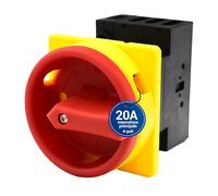 Intratec Interruttore principale 20A, 4 poli - Interruttore di separazione del carico IP65 per montaggio frontale - Interruttore di emergenza per l'industria - Interruttore rotativo sicuro 230V 400V