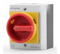Intratec Interruttore principale 50A 3 poli - Sezionatore IP65 con custodia in plastica - Interruttore da parete per uso industriale - Commutatore rotativo robusto 230/400V