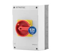 Intratec Interruttore principale 63A 3 poli - Sezionatore IP65 con custodia in plastica - Interruttore da parete per uso industriale - Commutatore rotativo robusto 230/400V