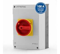 Intratec Interruttore rotante principale 100 A, 4 poli - IP65 Sezionatore con involucro in plastica - Interruttore a parete esterno per uso industriale 230 V, 400 V - Interruttore di emergenza