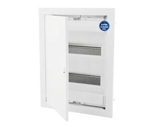 Intratec Quadro Elettrico da Incasso 2 File - Centralino di Distribuzione IP40 per 24 Moduli con Porta Metallica Bianca e Guida DIN per Impianti Elettrici Interni - 346 × 94 × 592 mm