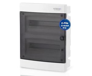 Intratec Quadro Elettrico Incassato 2 Righe - Quadro di Distribuzione IP40 per 24 Moduli con Porta Trasparente e Guide per Facile Installazione Elettrica in Casa e Azienda - 357 x 283 x 106mm