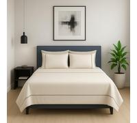 INTRECCI Completo Lenzuola Letto in Cotone Bicolore, Set Biancheria Letto 1 Piazza e Mezza Lenzuolo con Angoli + Lenzuolo Sopra + 1 Federa Panna Tortora