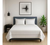 INTRECCI Completo Lenzuola Letto Matrimoniale in Cotone Bicolore, Set Biancheria Letto 2 Piazze Lenzuolo con Angoli + Lenzuolo Sopra + 1 Federa Bianco Lunar