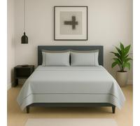 INTRECCI Completo Lenzuola Letto Matrimoniale in Cotone Bicolore, Set Biancheria Letto 2 Piazze Lenzuolo con Angoli + Lenzuolo Sopra + 1 Federa Lunar Cenere
