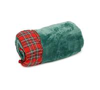 INTRECCI Coperta Plaid Con Bordo Tartan Scozzese Applicato, Coperta Tinta Unita Per Divano Soffice Leggera Disponibile in più Misure (Verde, Plaid 130x160 cm)