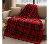 INTRECCI Coperta Plaid in Micropile, Coperta Pile, Plaid per Divano, Calda, Morbida, 150x210cm, Fantasia Tartan Scozzese, Facile da Lavare, Resistente