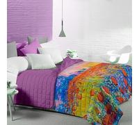 INTRECCI Copriletto Trapuntino Matrimoniale Primaverile Estivo in Microfibra Stampa Digital, Trapunta 250x250 Primavera Estate Opere Duck Friendly (Papaveri)