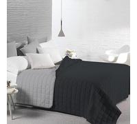 INTRECCI Copriletto Una Piazza E Mezza Estivo, Trapunta Estiva, 210x260 cm, Coperta Estiva, anche Primaverile, Double Face, Moderna, Leggera, Elegante. Colore: Nero/Grigio
