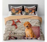 INTRECCI Copripiumino in Cotone Sogni d’Oro, Parure Copri Piumino con Federe Set Sacco Piumone Disponibile in più Fantasie (Set Sacco 1 Piazza e Mezza + 1 Federa, Doggy)