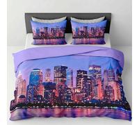 INTRECCI Copripiumino in Cotone Sogni d’Oro, Parure Copri Piumino con Federe Set Sacco Piumone Disponibile in più Fantasie (Set Sacco Matrimoniale + 2 Federe, Dis. 71 Città e Tramonto)