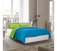 INTRECCI Parure Copripiumino Bicolore Matrimoniale, 100% Cotone, Sacco Copripiumino 255x240 cm + 2 Federe 52x82 cm, Versatile e Confortevole, Petrolio/Verde Acido