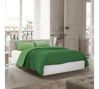 INTRECCI Parure Copripiumino Bicolore Matrimoniale, 100% Cotone, Sacco Copripiumino 255x240 cm + 2 Federe 52x82 cm, Versatile e Confortevole, Sottobosco/Salvia