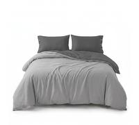 INTRECCI Parure Copripiumino Bicolore Matrimoniale, 100% Cotone, Sacco Copripiumino 255x240 cm + 2 Federe 52x82 cm, Versatile e Confortevole, Grigio Chiaro/Grigio Scuro