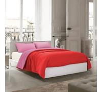 INTRECCI Parure Copripiumino Bicolore Una Piazza e Mezza, 100% Cotone, Sacco Copripiumino 200x240 cm + Federa 52x82 cm, Versatile e Confortevole, Rosso/Rosa